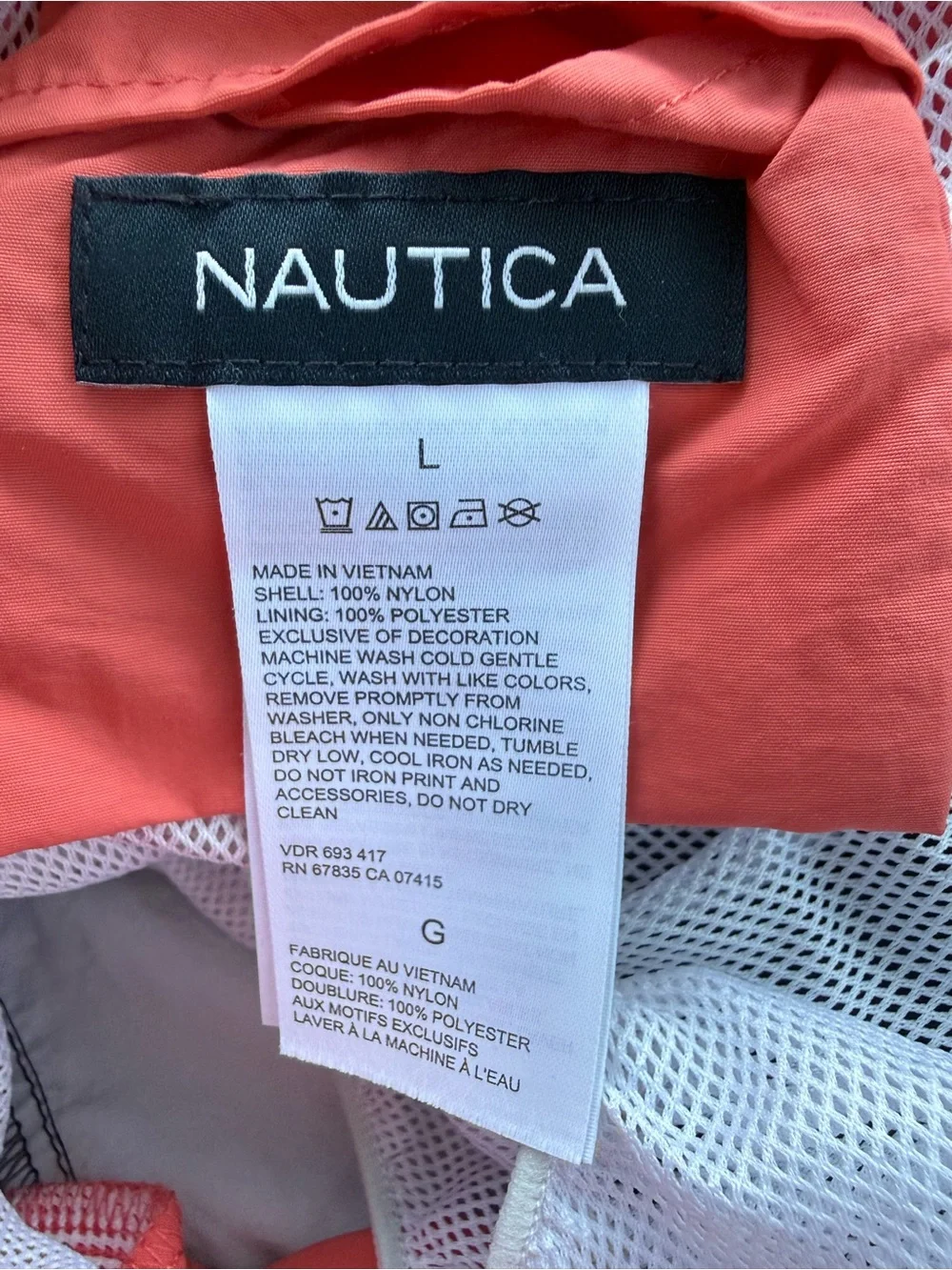 Nautica Men’s Large Colorblock Swim Trunks Coral Navy White
